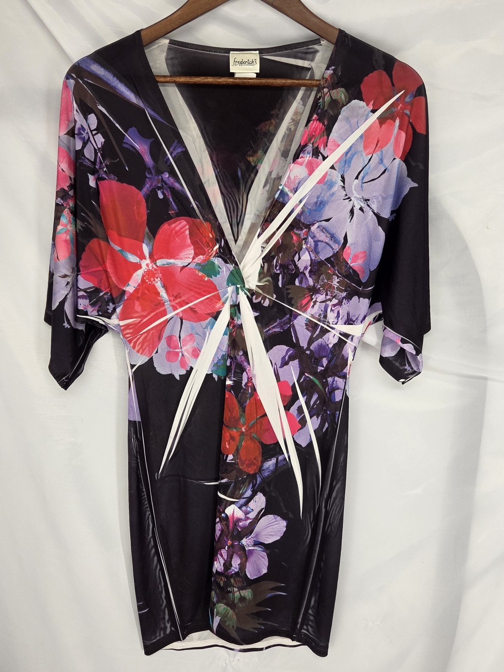 Vintage Fredericks of Hollywood Floral Mini Dress Y2K Whimsigoth Plunging M